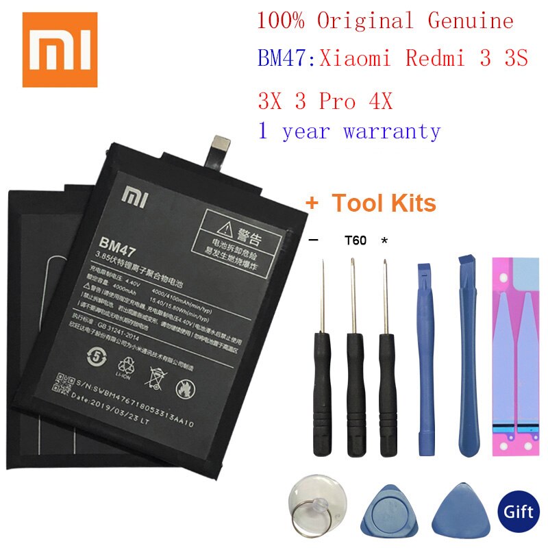 XiaoMi Original Replacement Battery For Xiaomi Note 3 4 4X 5 5A Pro Mi5 Mi 5X MI5S Redmi 3 3S 3X 4X 4A 5A 3 pro 5 Plus Batterie: BM47 Redmi3 3S 3X 4X