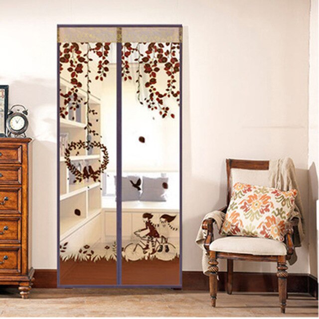 Hands-free Magnetic Mosquito Net Door Net Anti Fly Insect Mosquito Door Screen Anti-mosquito Magnetic Curtain Mesh For Door: Coffee Bike / 90X210cm