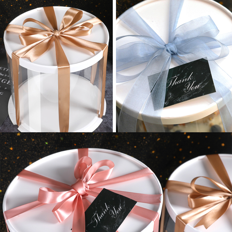 Cajas de pastel transparentes de PVC de 4/6 pulgadas, caja de embalaje de para pastel transparente redondo, decoración de para postre, de aniversario de boda y cumpleaños