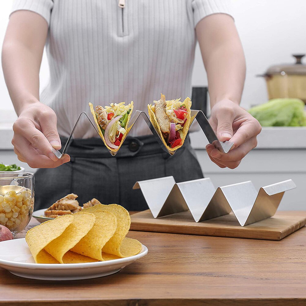 Taco Halter Welle Form Edelstahl Stehen Taco Mexican Food Rack Heißer Hund Display Halter Küche Lebensmittel Rack Shell