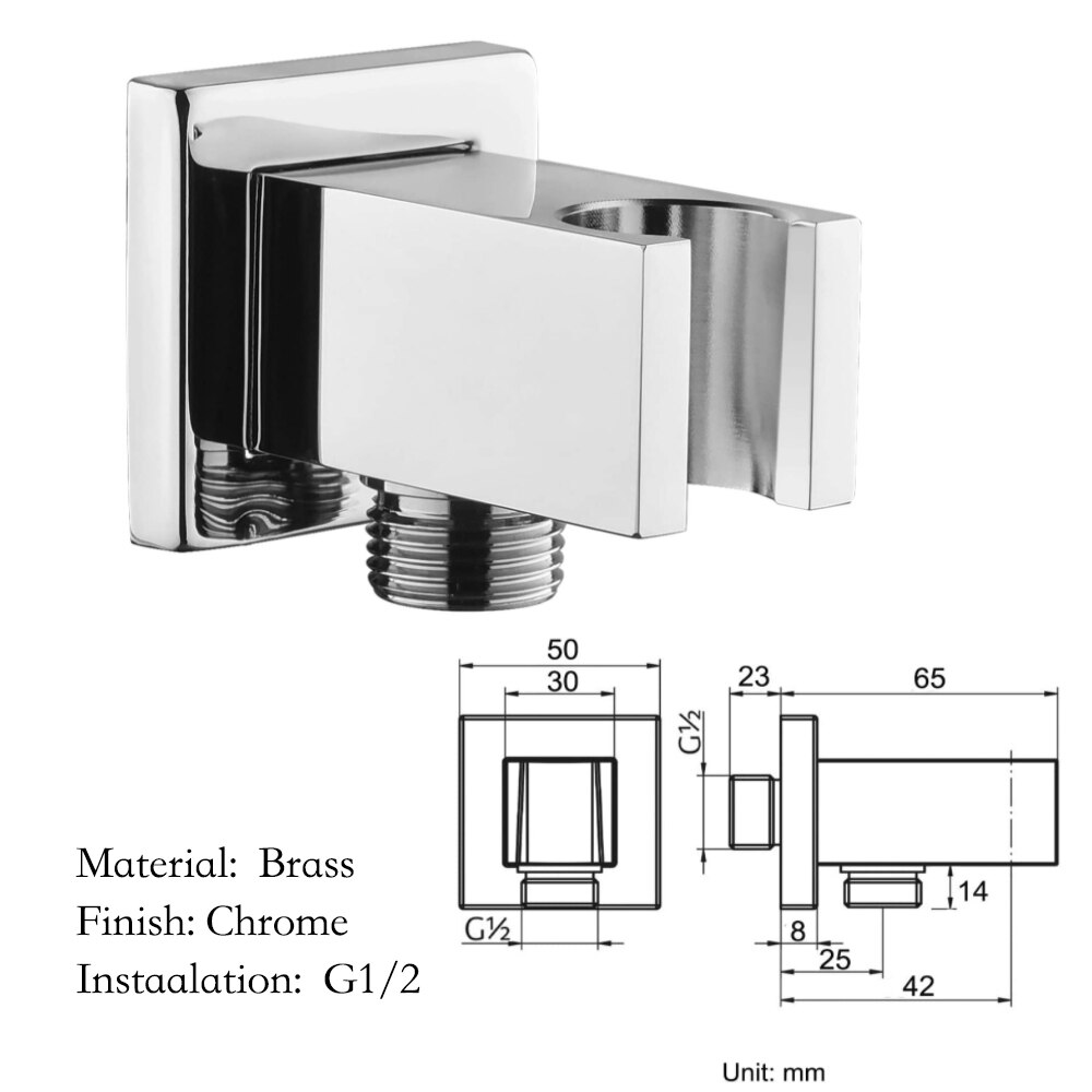 Solid Brass Bathroom Shower Head Connector /Holder with Water Outlet, Wall Mounted Connector Bracket For Shower Accessories: Model 6