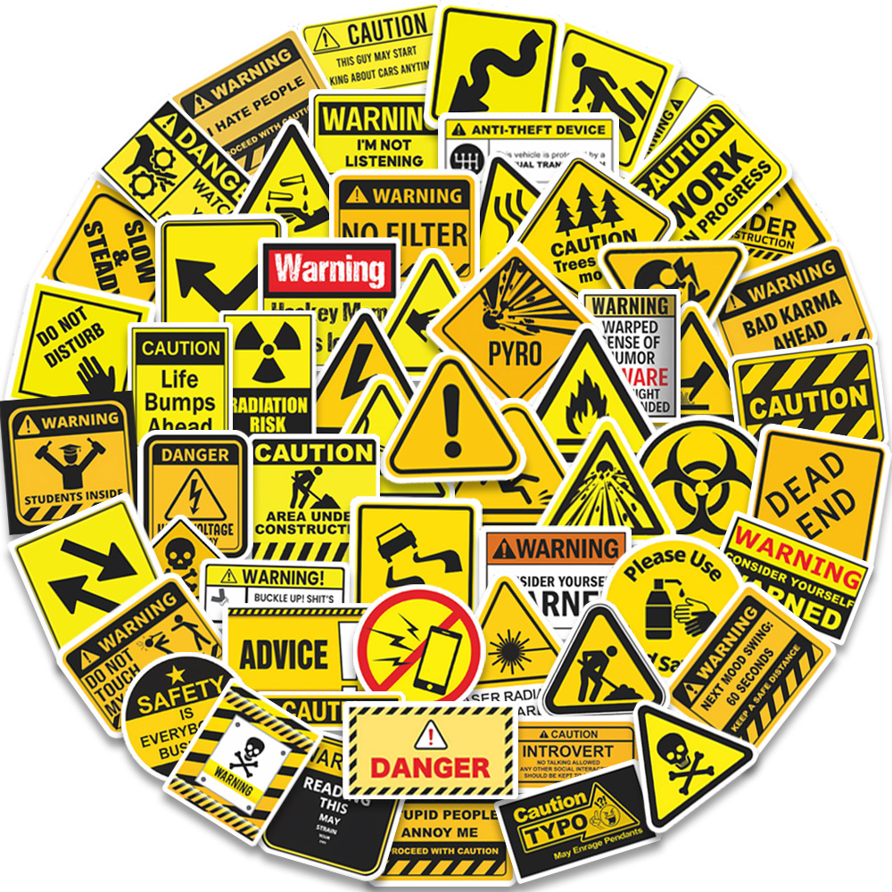 60 szt. Naklejki ostrzegawcze, naklejki DIY, naklejki do scrapbookingu, na telefon, bagaż, deskorolkę, wodoodporne naklejki