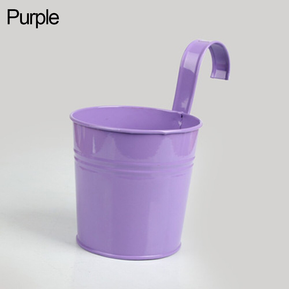 Macetas colgantes de Metal para pared macetas de jardín, balcón, decoración del hogar, 1 Uds.: Púrpura