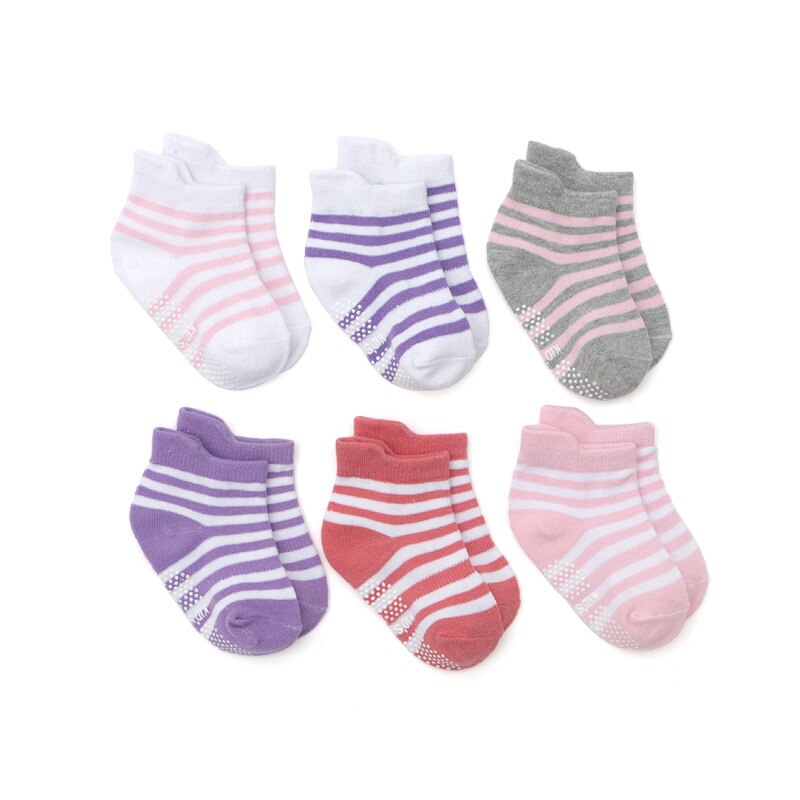 6 Paar/set Kids Baby Meisje Sokken Anti-Slip Baby Boy Sokken Elastische Gebreide Katoenen Sokken: TWS0647