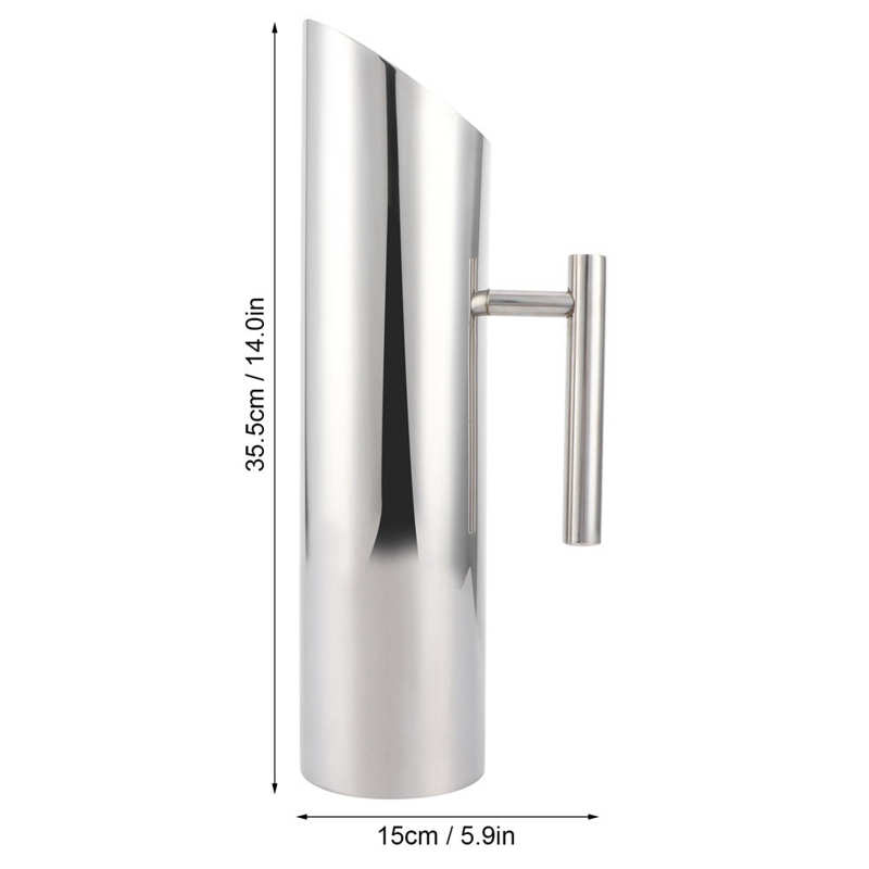 2L Large Capacity Stainless Steel Handle Water Juice Jug Cold Drinking Pitcher Home Hotel Serving Tool
