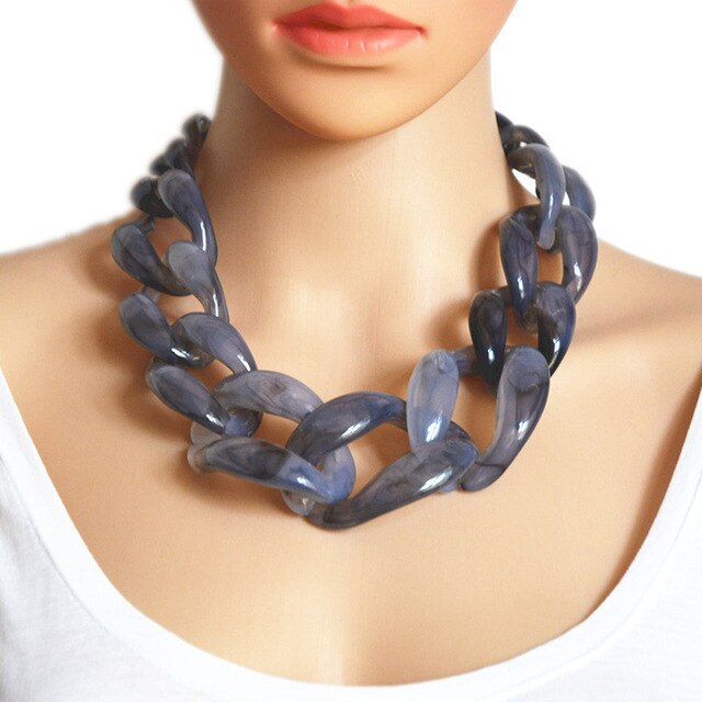 Europa und sterben Vereinigten Staaten große übertreibung schmuck acryl kette chainoversize Nacken kette zubehör gefrostet Halskette: Stein grau