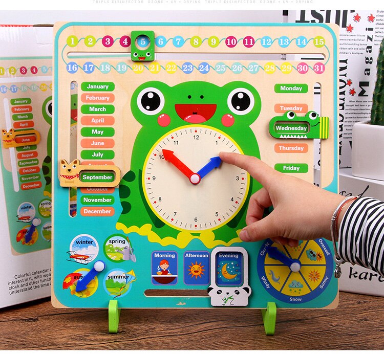 Baby Wooden Toys Kids Time Cognitio Toys Weather Season Calendar Clock Preschool Educational Teaching Aids For Children