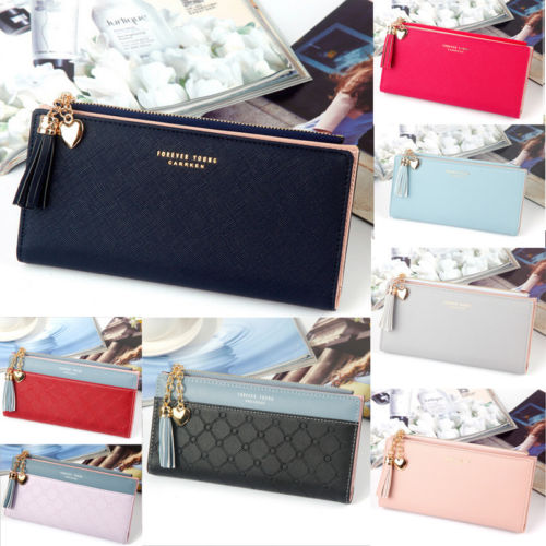 Women Lady Wallets Purse long mobile handbag Leather zip clutch wallet Handbag Long Card Holder Multi-layer