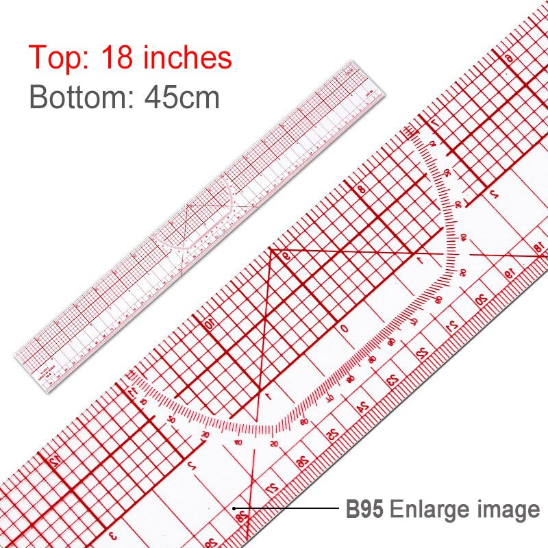 Sewing Tool 1Pcs Accessory Transparent Metric Straight Tailor Ruler Measuring For Fabric Patchwork Cloth Cutting Quilting Rulers: B95