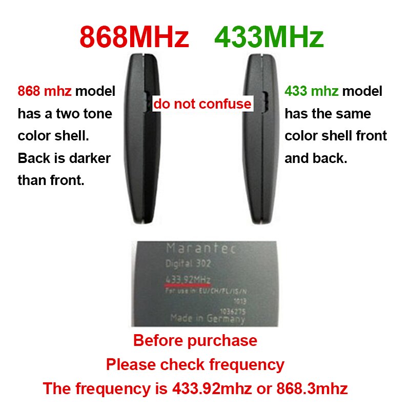 Marantec Garage Remote Control D302 D304 D321 D323 D382 D384 868.3 MHz Duplicator Marantec Digital 302868 Garage Command