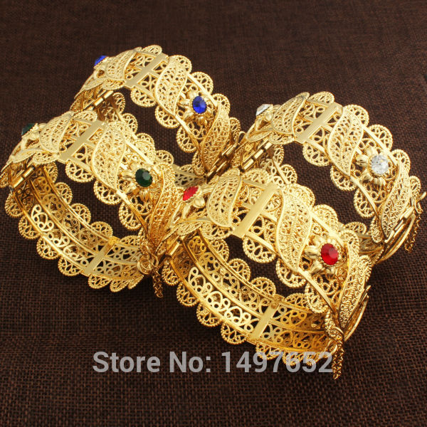 Newest Big Wide Dubai Gold Bangles For Women Men18K Gold Color Crystal Bracelets Jewelry African/India/Kenya//Middle East Style