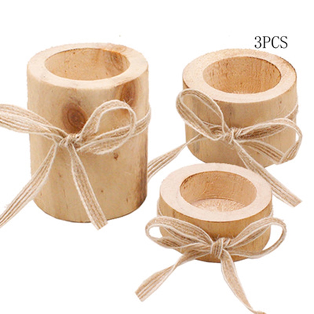 3pcs/pack 2.5cm Rustic Wedding Centerpieces Wood Candlestick for Wedding Table Decoration Natural Wood Candle Holder Stand: 9