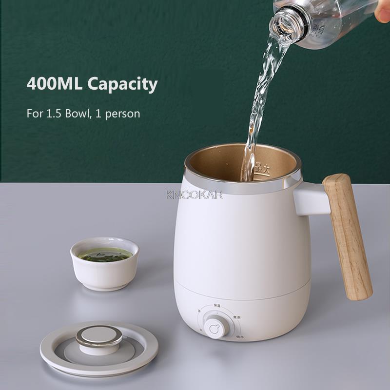 Tetera eléctrica portátil de acero inoxidable, 400ML, 200W, calentador instantáneo, tetera térmica para viaje y oficina