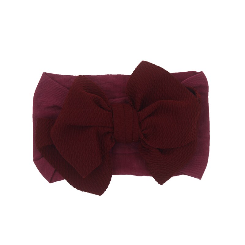 Baby nylon hoofdband zachte strik tulband haarbanden voor meisjes hoofdbanden elastische hoofddoek kinderhaaraccessoires: Wijnrood