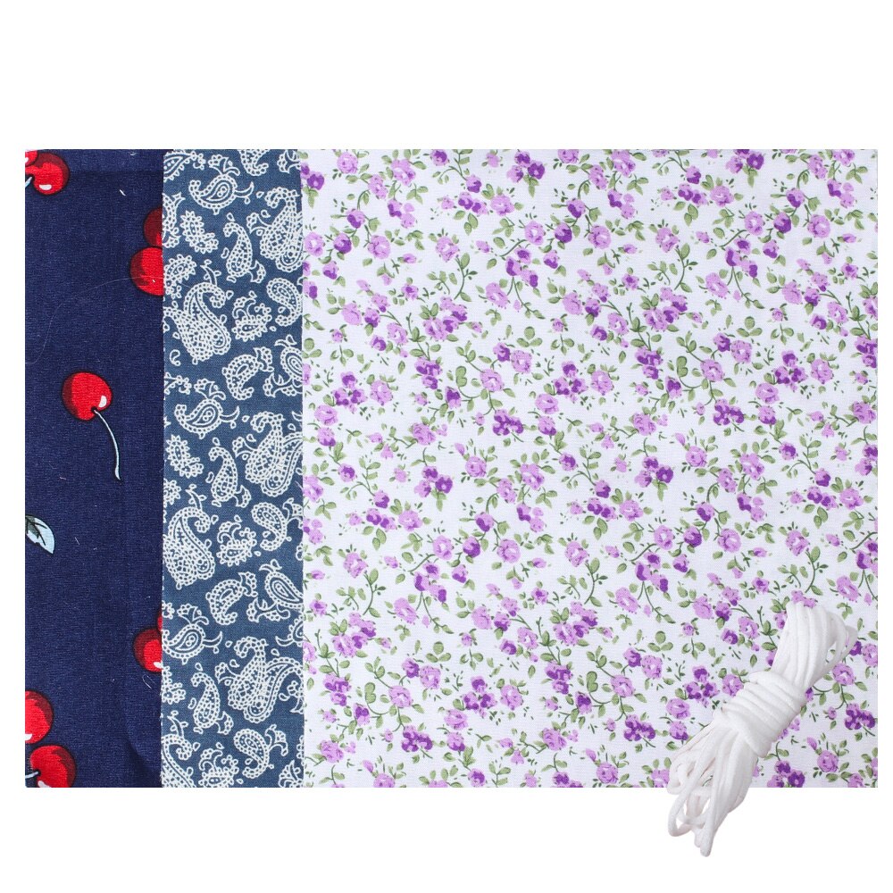 Tissu en coton texturé 18x20cm 6 pièces | Ensemble de 2m, cordes de masque élastiques, boucles rondes suspendues, couture sur fournitures de bricolage: Set 7