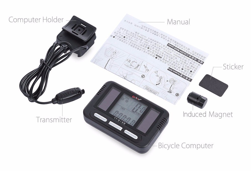 Waterproof Bicycle Computer Wired MTB Odometer Stopwatch Speedometer Watch LED Backlight 2.8 inches Of big ScreenRed light