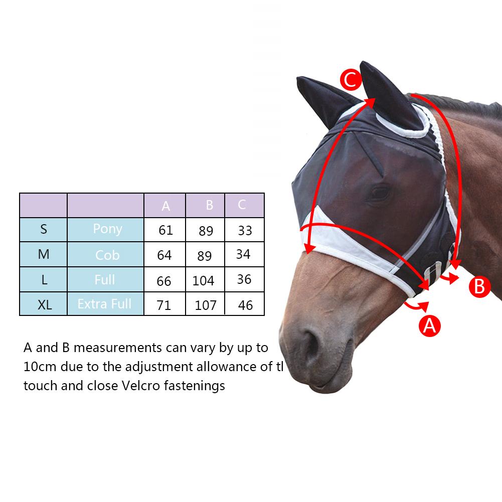 Suministros para mascotas máscara de malla desmontable para caballos con cubierta Nasal máscara para moscas de caballo máscara de cara completa para nariz antimosquitos con cremallera