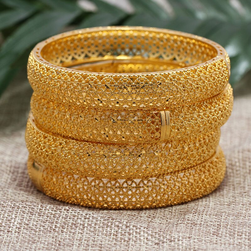 Livre escolha ouro cor pulseiras de casamento para mulheres noiva pode abrir pulseiras indiano/etíope/frança/africano/dubai jóias presentes: 4pcs