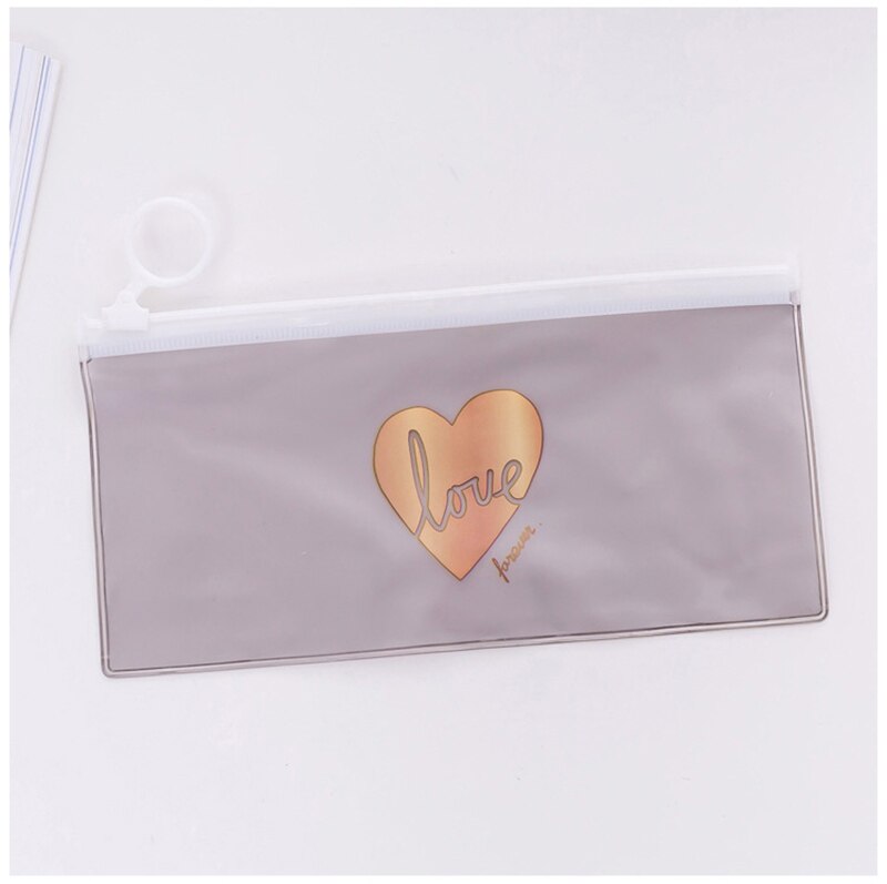 Estuches de PVC para lápices Kawaii Love Heart, a prueba de agua, bonitas bolsas para bolígrafos de rejilla, estuche transparente para lápices, papelería para niños, suministros escolares: 7