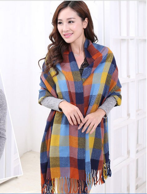 RUNMEIFA Luxury Brand Wool Winter Warm Women Scarf Plaid Thick Blanket Shawls and Wraps Scarves for Women: 4