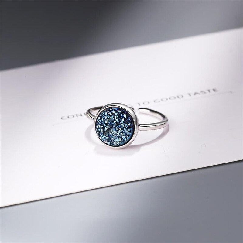 Zool Memory Blauw Kristal Verse Literatuur Creatieve Persoonlijkheid 925 Sterling Zilver Vrouwelijke Resizable Opening Ringen SRI392