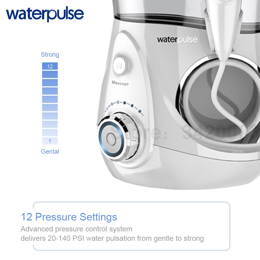 Waterpulse V660 12 pression Oral dentaire Flosser irrigateur V660 eau Pick avec 5 buses outils d'hygiène buccale Irrigation orale