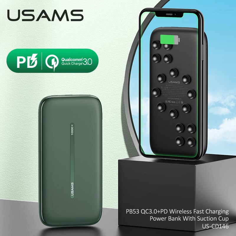 Usams Power Bank 10000 Mah Draagbare Opladen Powerbank 10000 Mah Usb Poverbank Externe Batterij Oplader Voor Xiaomi Mi 9 8 iphone