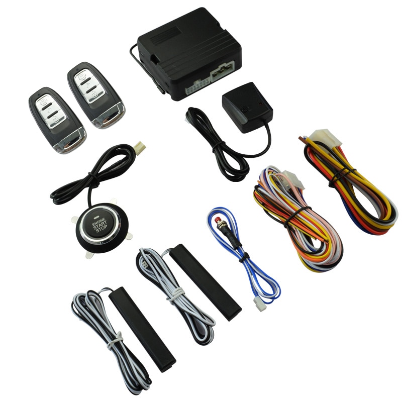 12v Ein start-stop-taste mit Vibration Sensor fahrzeug Keyless Entry Engine Start auto Alarm System Push Button 12V autostart