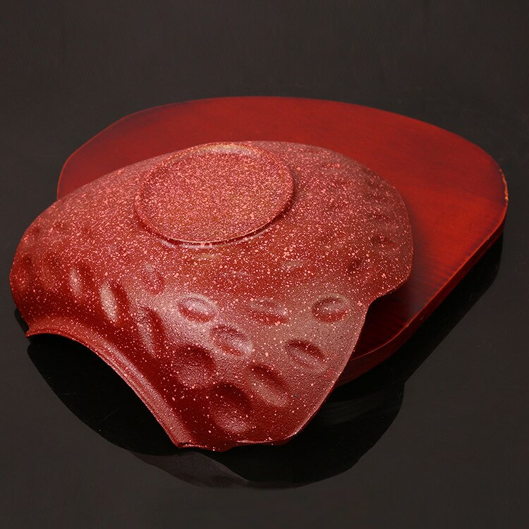 Cast Iron Roasting Steak Pan Non Stick Roast Enamel Fried Pot Plate Frying Pan With Wooden Base Holder Home Cookware Irregular