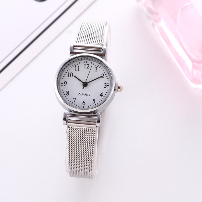 Kvartsur til kvinder luksus kvindelige ure ur armbåndsur hvid rustfrit stål bånd klassiske ure dagligt