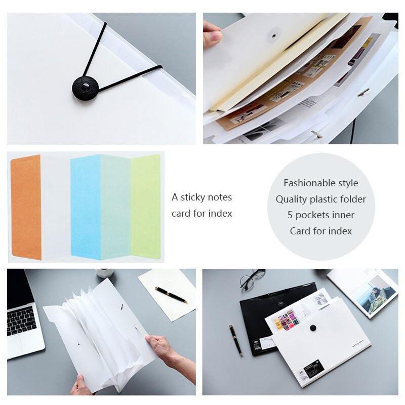 White&Black Series File Organizer A4 12.8x9.6 inches Office expanding wallet - 5 pockets or 1 pocket File folder a4 fashinable