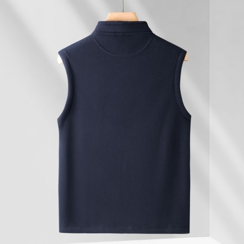 Warme vestjas voor heren Polar Fleece Winddicht Outdoor Multi Pocket Sport Mouwloos jack Casual dik vest met letterprint