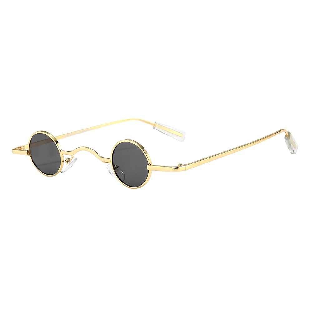 1 stk retro mini solbriller runde mænd metalstel guld sort rød små runde indrammede solbriller øjenplejetilbehør: Grå
