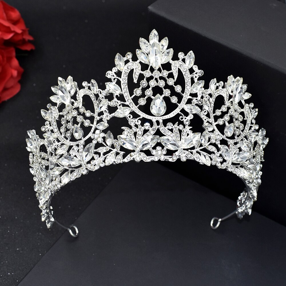 A51 Round Wedding Crowns Royal Bride Headpiece Hair Jewelry Luxury Bridal Tiaras Women Headwear Amazing Big King Crown: A195 Silver
