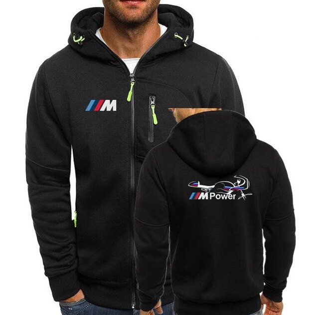 Mannen Truien Trainingspak Motorsport Power Print Herfst Winter Trekkoord Capuchon Sweatshirt Lange Mouwen Zip Slanke Jas Mannelijke JacketP: 4 / L