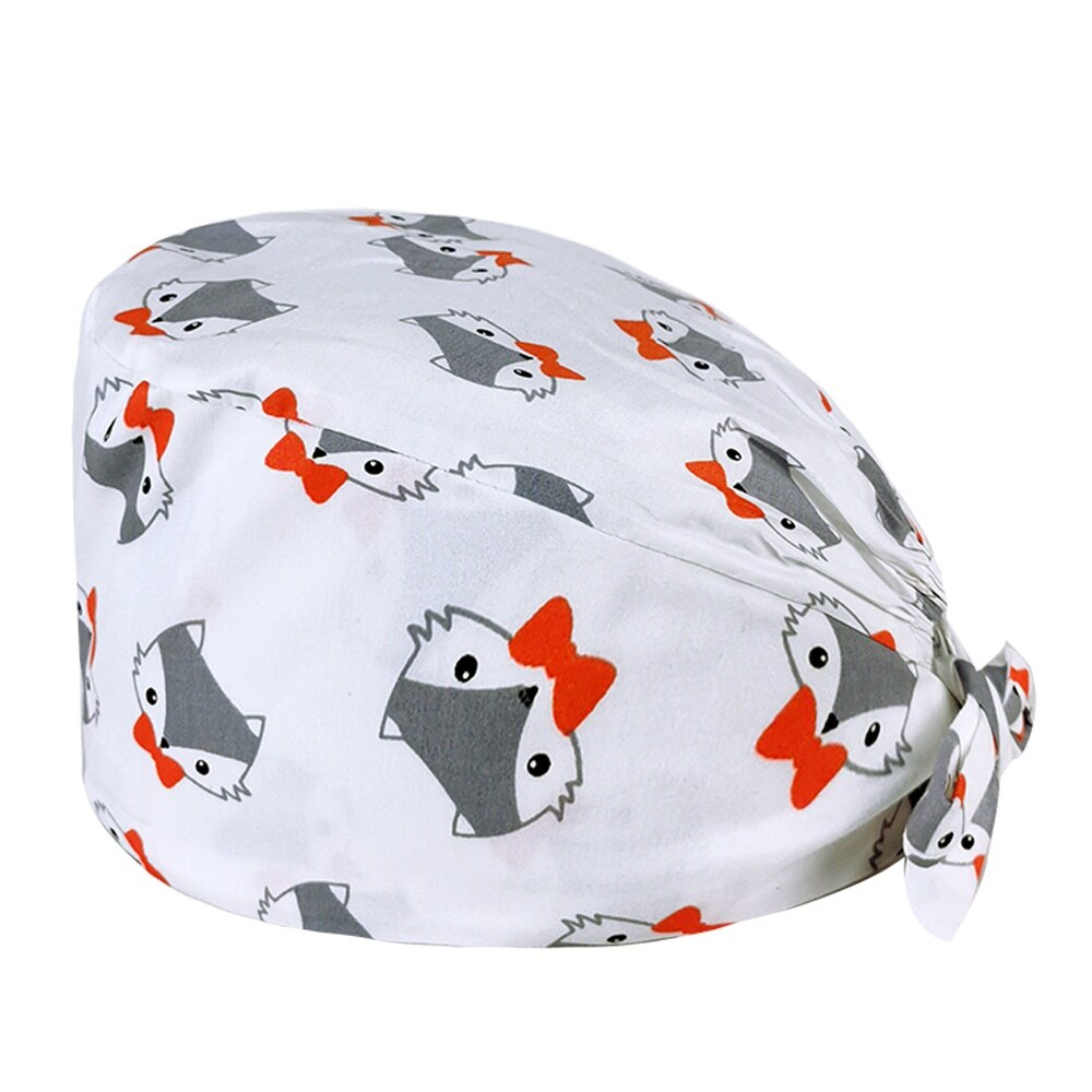 Cartoon dierenpatroon unisex matte petten laboratorium dierenwinkel werk verpleegkundige petten dokter en verpleegster katoenen chirurgische petten: 12072