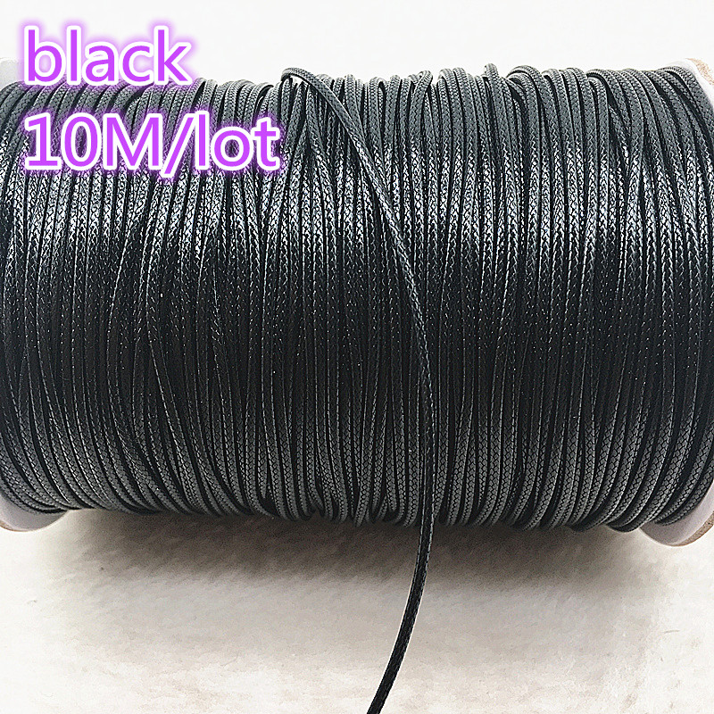 10M Durchmesser 1,0mm Gewachste Baumwolle Schnur Gewachst Gewinde Schnur String Strap Halskette Seil Bead Für Schmuck Machen DIY armband: 18black