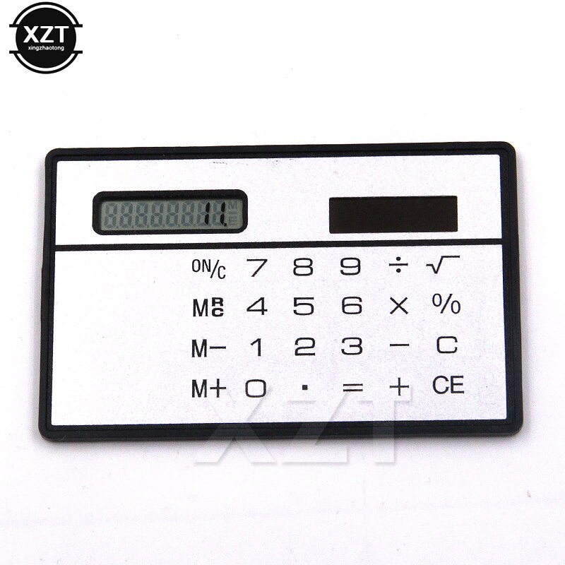 1 STUKS mini Slim Credit Card Solar Power Pocket 8 cijfers Zonne-energie Calculator Kleine Reizen Compacte draagbare