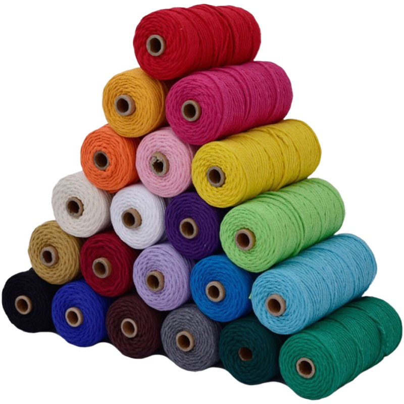 Cordón de macramé de algodón, hilo de hilo, manualidades, tapices de pared hechos a mano, decoración del hogar para bohemia, 4mm, 20 metros