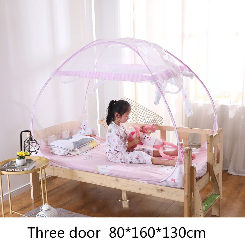 Draagbare Babybedje Klamboe Kinderbedje Anti-Mosquito Tent Mongoolse Yurts Kinderen Klamboe Vouwen Camping: pink 80x160x130cm