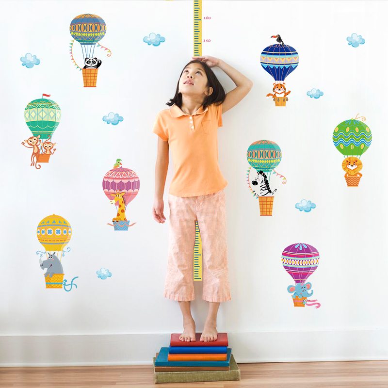 Friendly Cartoon Animals Kids Height Wall Stickers for Baby Rooms Lovely Giraffe Elephant Cats Home Decor PVC Vinyl Wall Decals: No.20