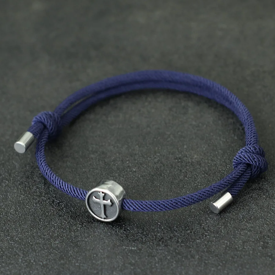 Kruis Armband Voor Heren Handgemaakte Verstelbare 3Mm Dunne String Braslet Unfading Viking Braclet Accessoires Hombre Armband Herren