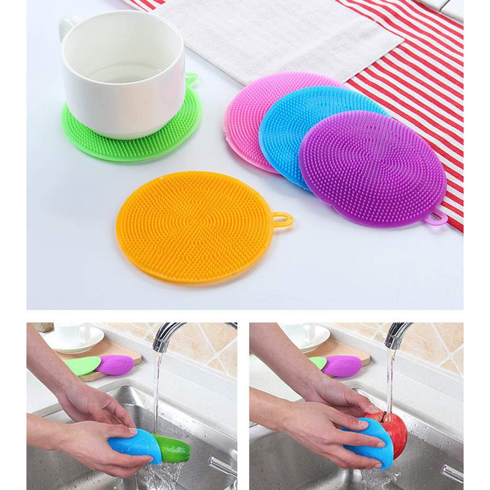 Fish Scale Cloths 11 Pcs Super Absorbent Kitchen Cleaning Rags With Brush Reusable Washable Super Absorbent Dish Cloths Kitchen