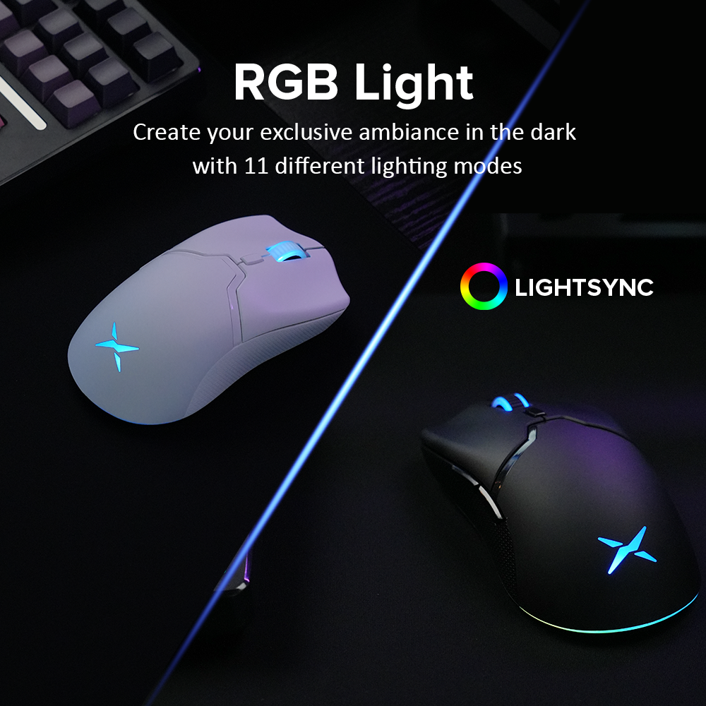 Delux M800 PAW3395 bezprzewodowa mysz do gier światło RGB 26000 DPI przewodowa programowalna ergonomiczna mysz z akumulatorem do komputera Laptop Gamer