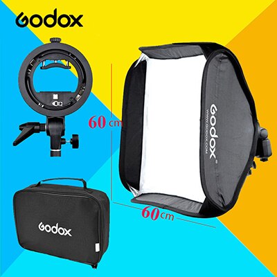 Godox Flash Softbox Kit 40x40 cm 15 "* 15", 60x60 cm 24 "* 24", 80x80 cm 31 "* 31" + S type support de Studio support de montage Bowen: 60x60cm