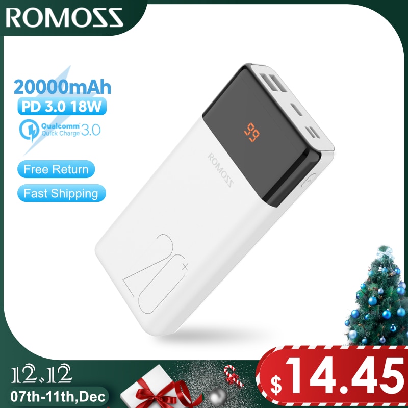 Romoss LT20Plus Power Bank 20000Mah Qc Pd 3.0 Quick Charge Poverbank 20000Mah Powerbank Externe Batterij Voor Xiaomi Iphone