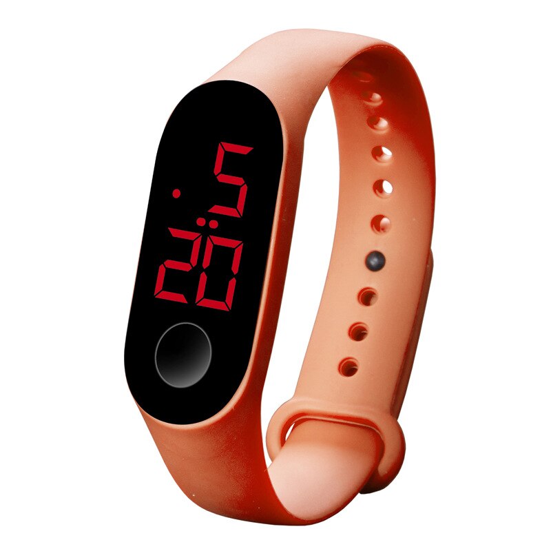électronique nouvelle montre numérique Silicone Bracelet Bracelet montre pour femmes hommes unisexe montres LED Sport écran tactile étanche: Red light Orange