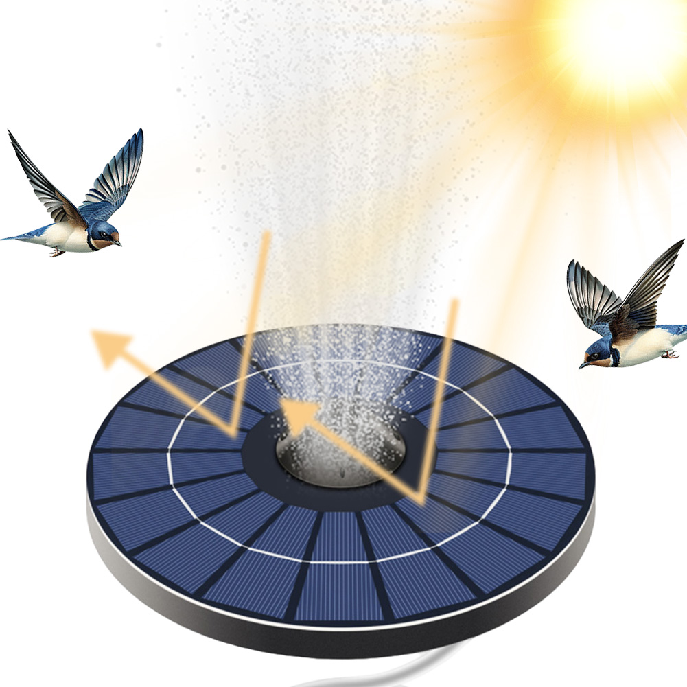 2.5W 6V Solar Powered Floating Fountain Pumps with Air Hose and Bubble Stone Bubble Oxygenator Powerful Solar Panel for Garden