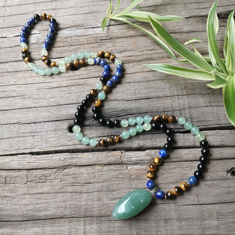 8 millimetri Perline di Pietra, Lapis, Occhio di Tigre, Verde Speranza di Preghiera, JapaMala impostato, Gioielli Spirituale, la meditazione, ispiratore,108 perline Mala
