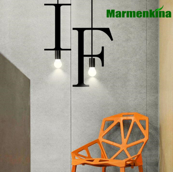 Plafonnier suspendu en fer avec alphabet anglais, éclairage d'intérieur, luminaire décoratif de plafond, idéal pour une réception, un restaurant, un salon, un café, un bar, un bar ou un bureau